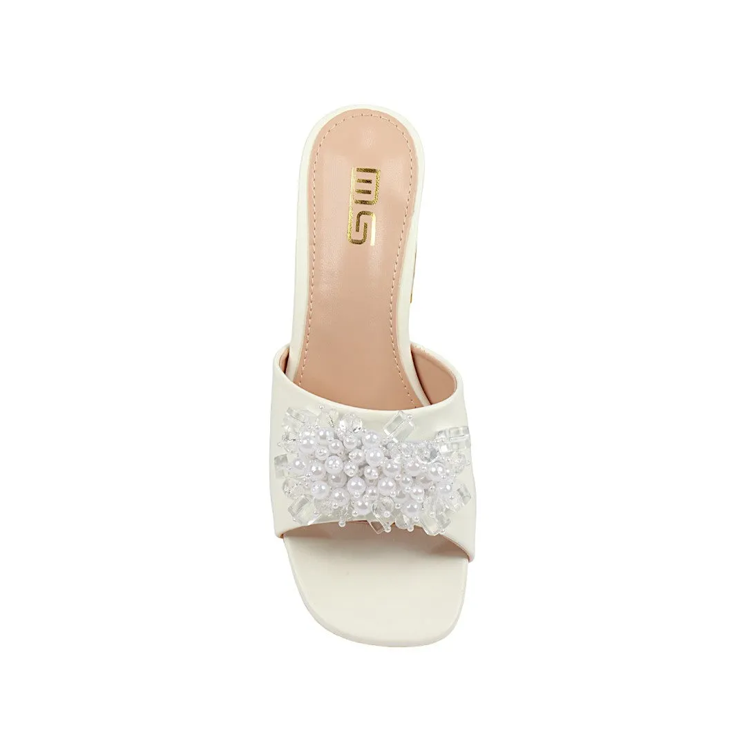 PEARL DECOR  BLOCK HEEL