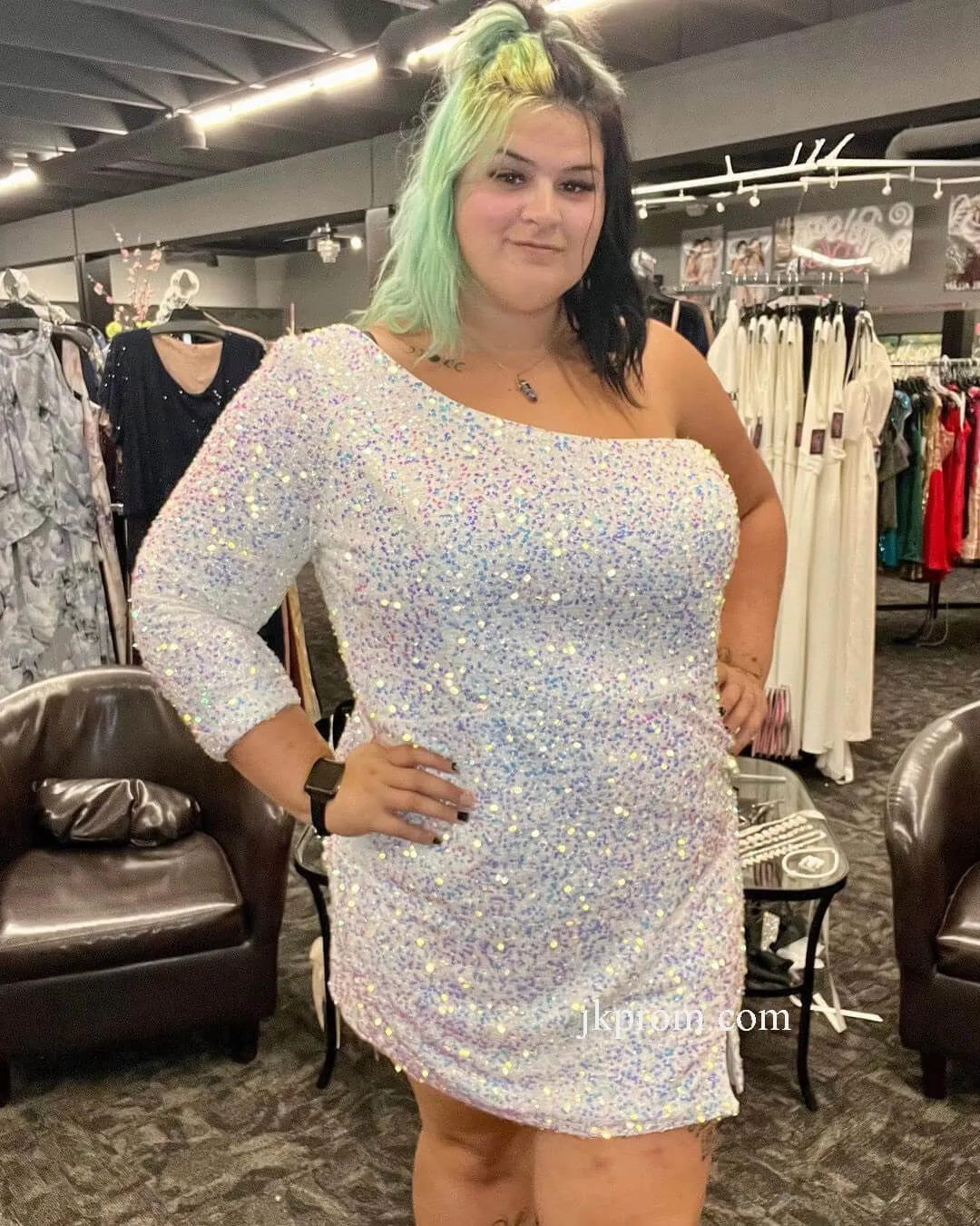 Plus Size Short Homecoming Dress,White Cocktail Night Dresses