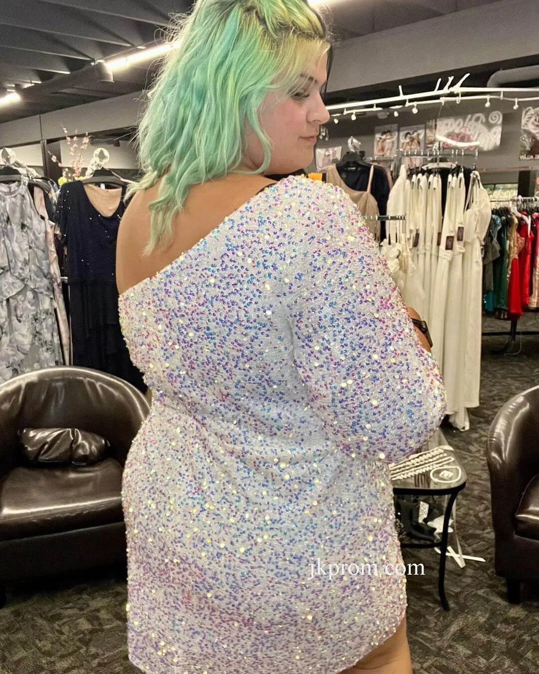 Plus Size Short Homecoming Dress,White Cocktail Night Dresses