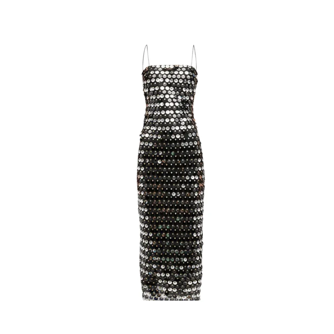 Pre Order:  Solid Sequin Slim Backless Dress