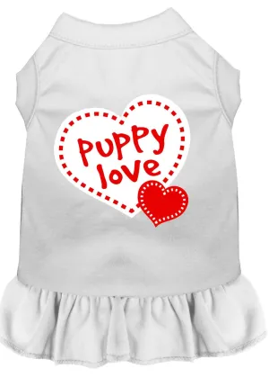 Puppy Love Screen Print Dress White Med (12)