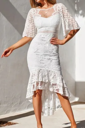 Sexy High Low Mermaid Lace Cocktail Dress