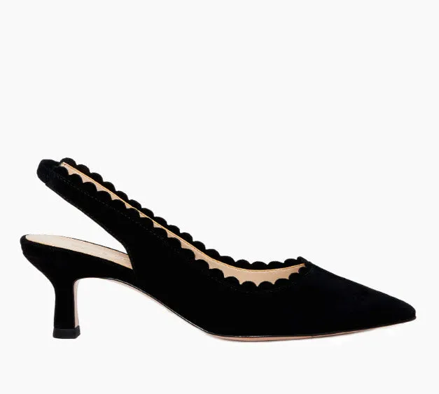 The Scallop Edge Sling Pump in Black