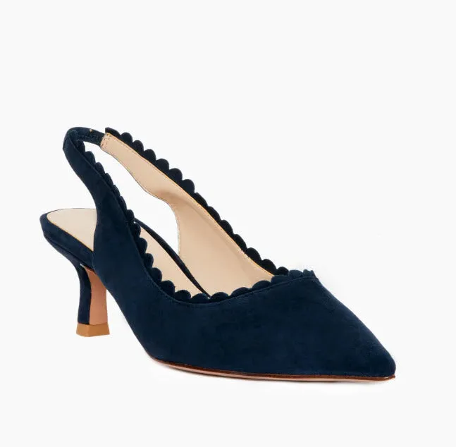 The Scallop Edge Sling Pump in Midnight