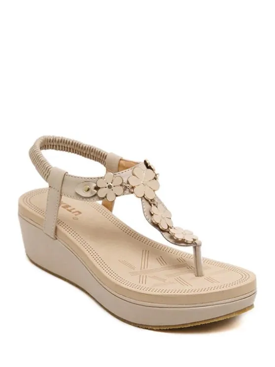 Trendy Flower Elastic Platform Sandals