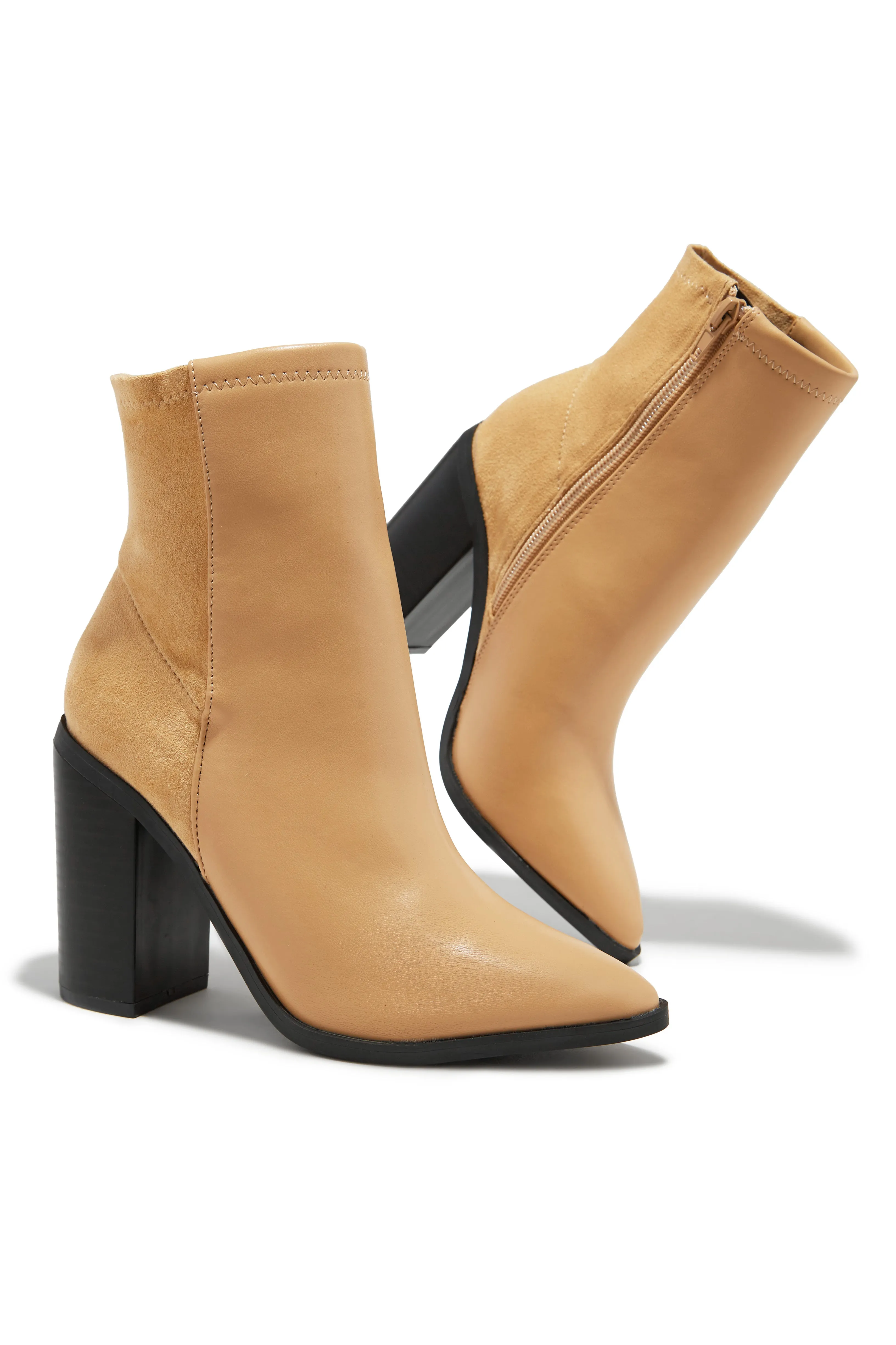 Triumph Block Heel Ankle Boots - Nude