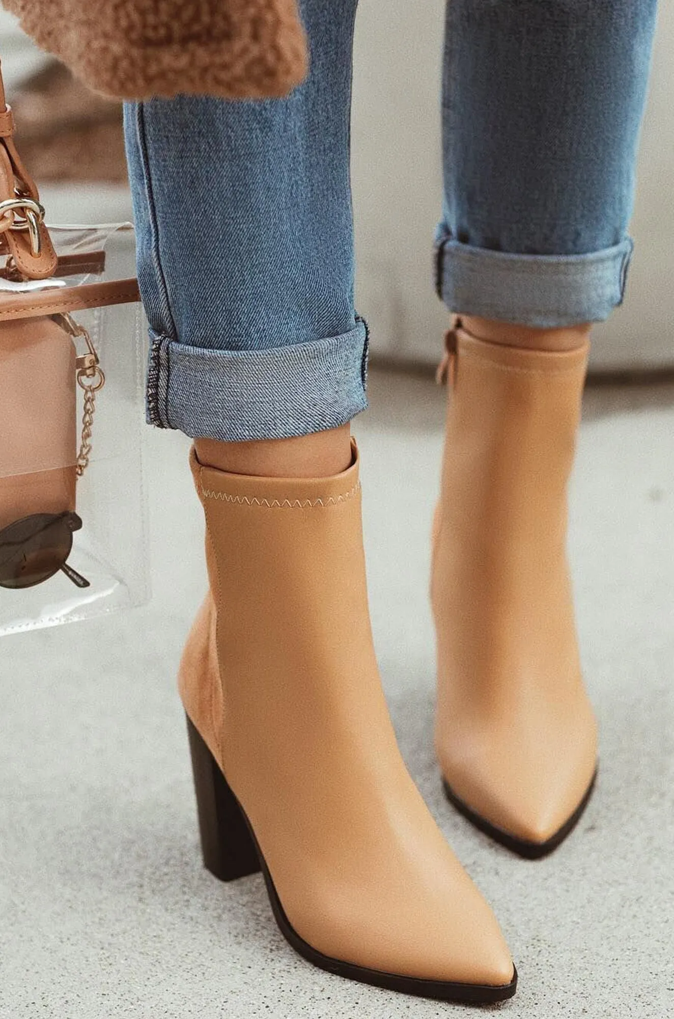 Triumph Block Heel Ankle Boots - Nude