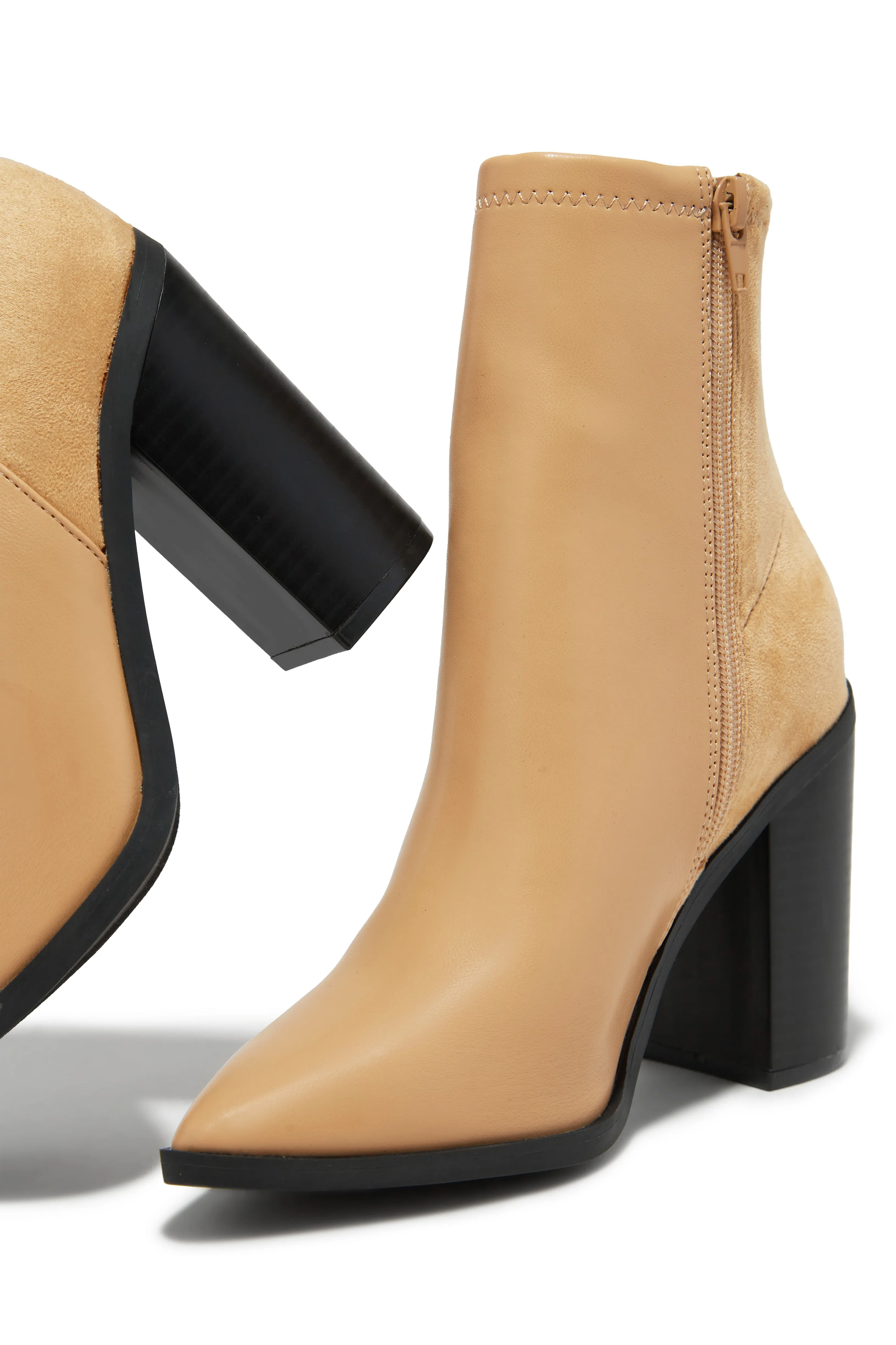 Triumph Block Heel Ankle Boots - Nude