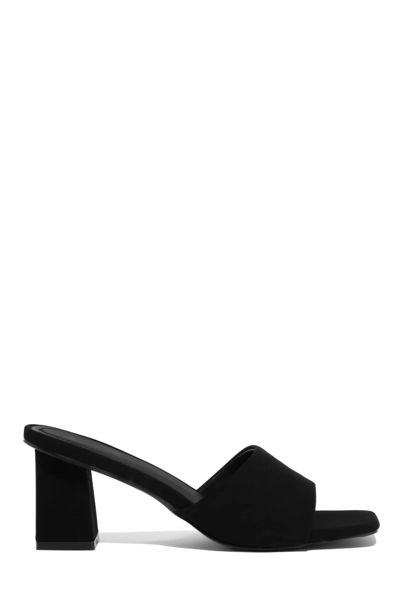 Valentine Block Heel Mules - Black PU