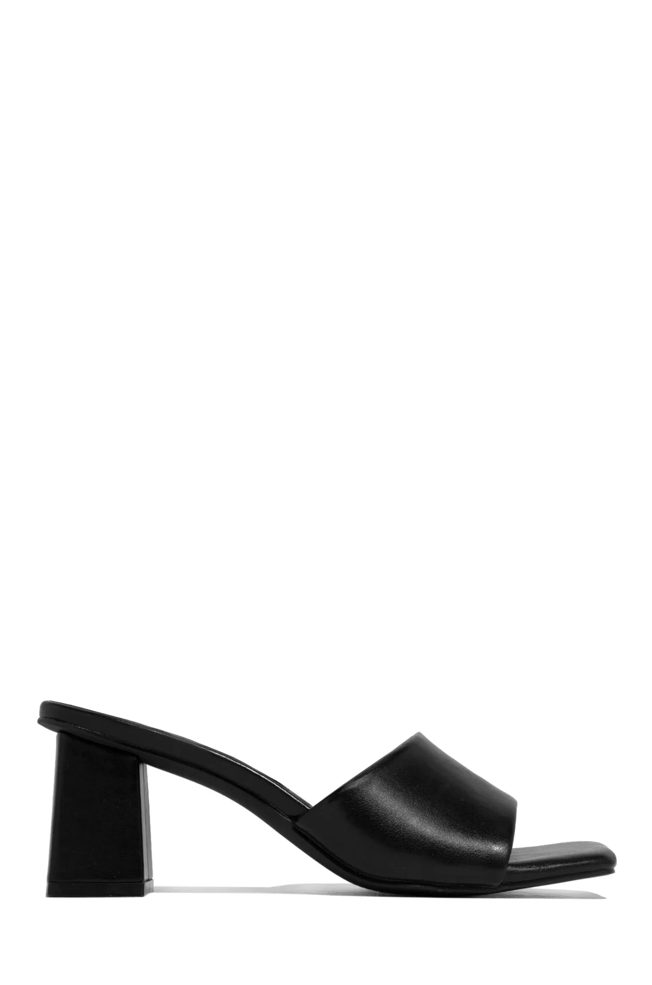 Valentine Block Heel Mules - Black PU