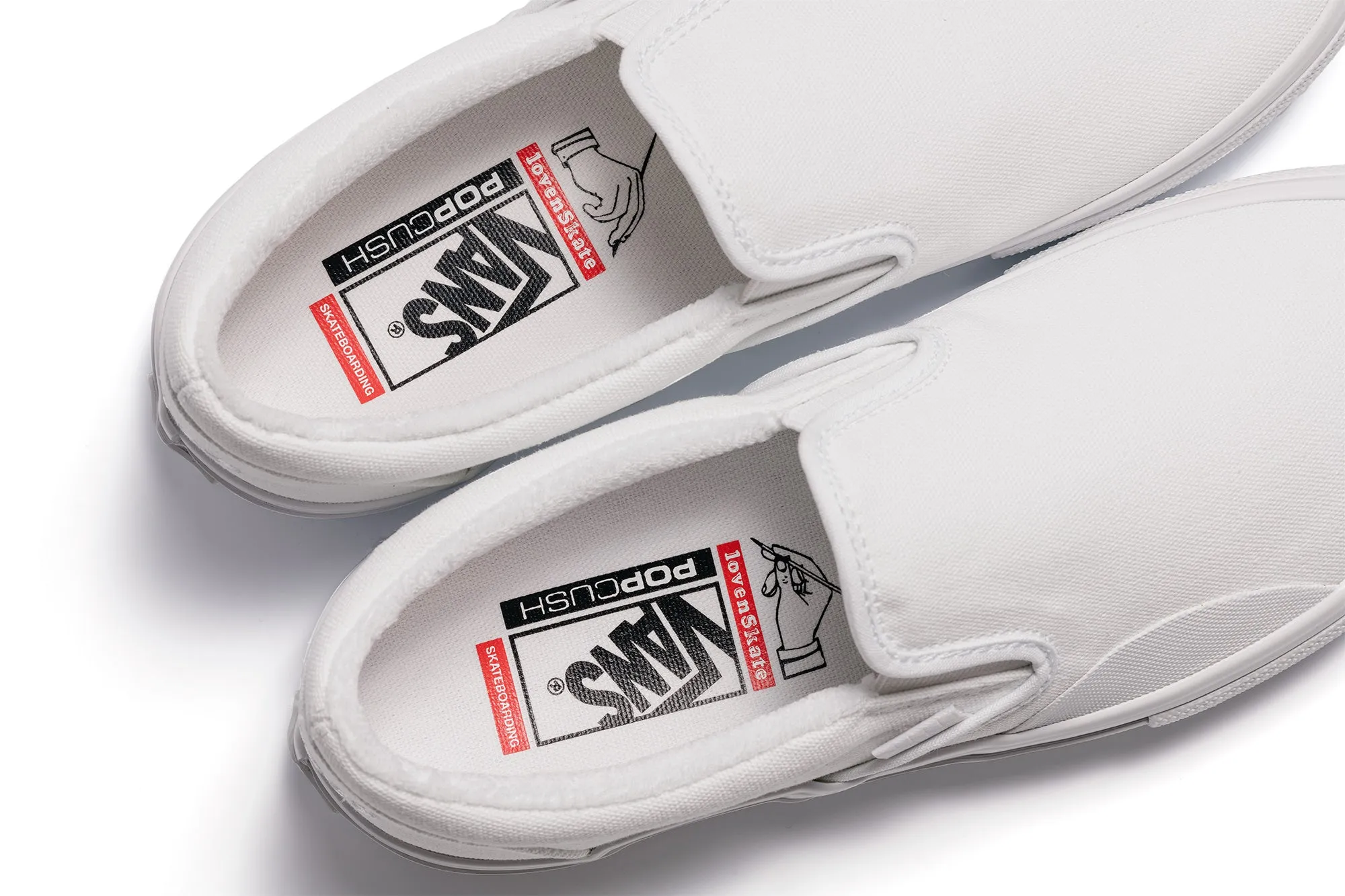 Vans x Lovenskate Skate Slip-On Shoes - White/White