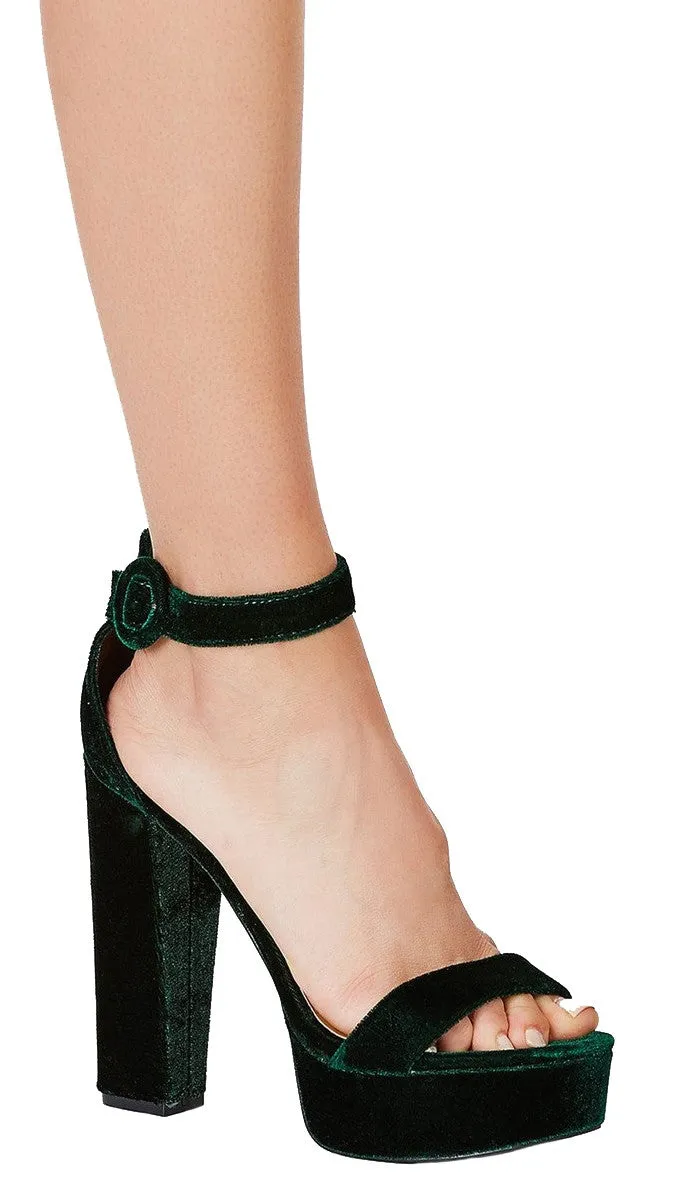 Velour Platforms Hunter Green