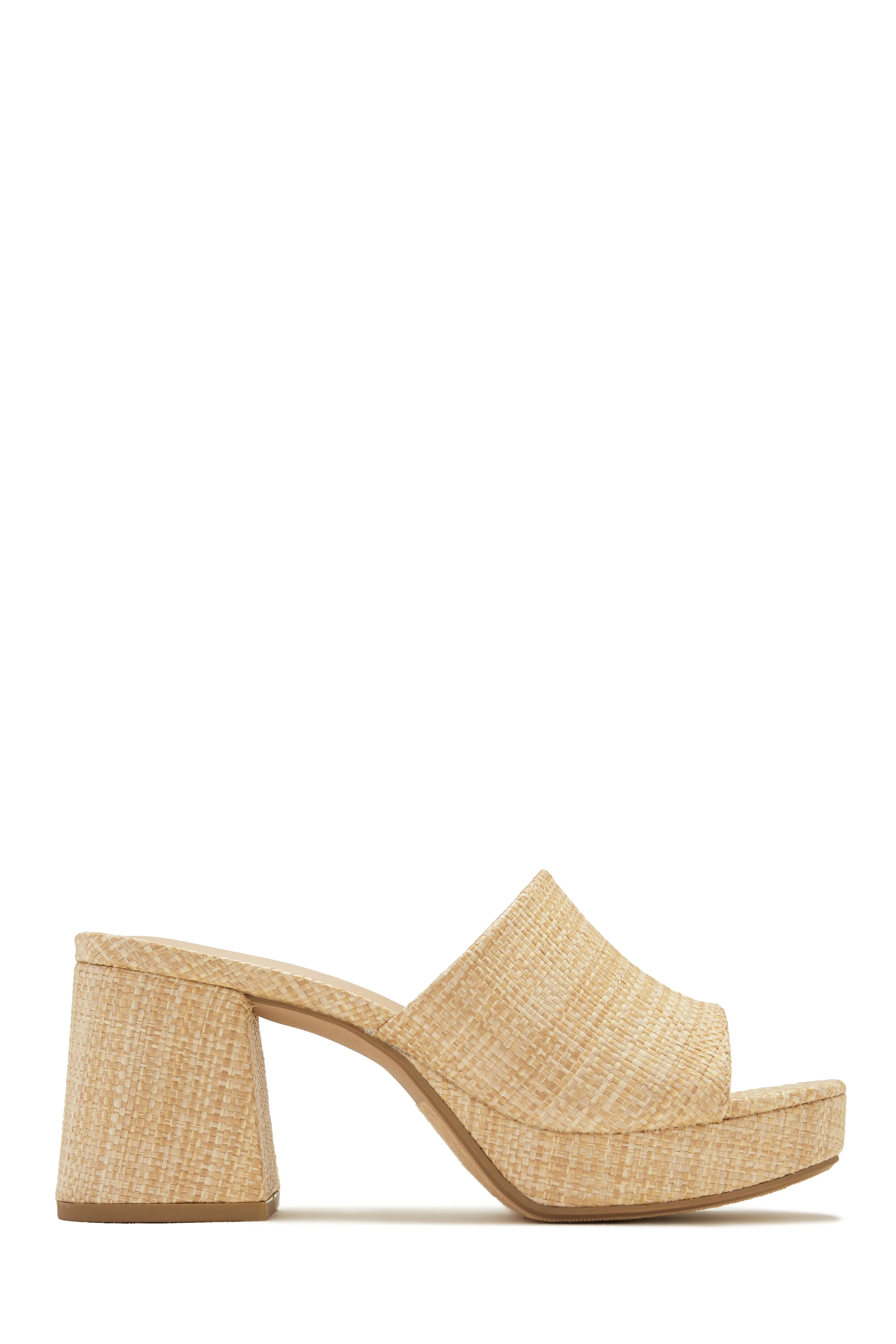 Weekend Getaway Platform Block Heel Mules - Natural