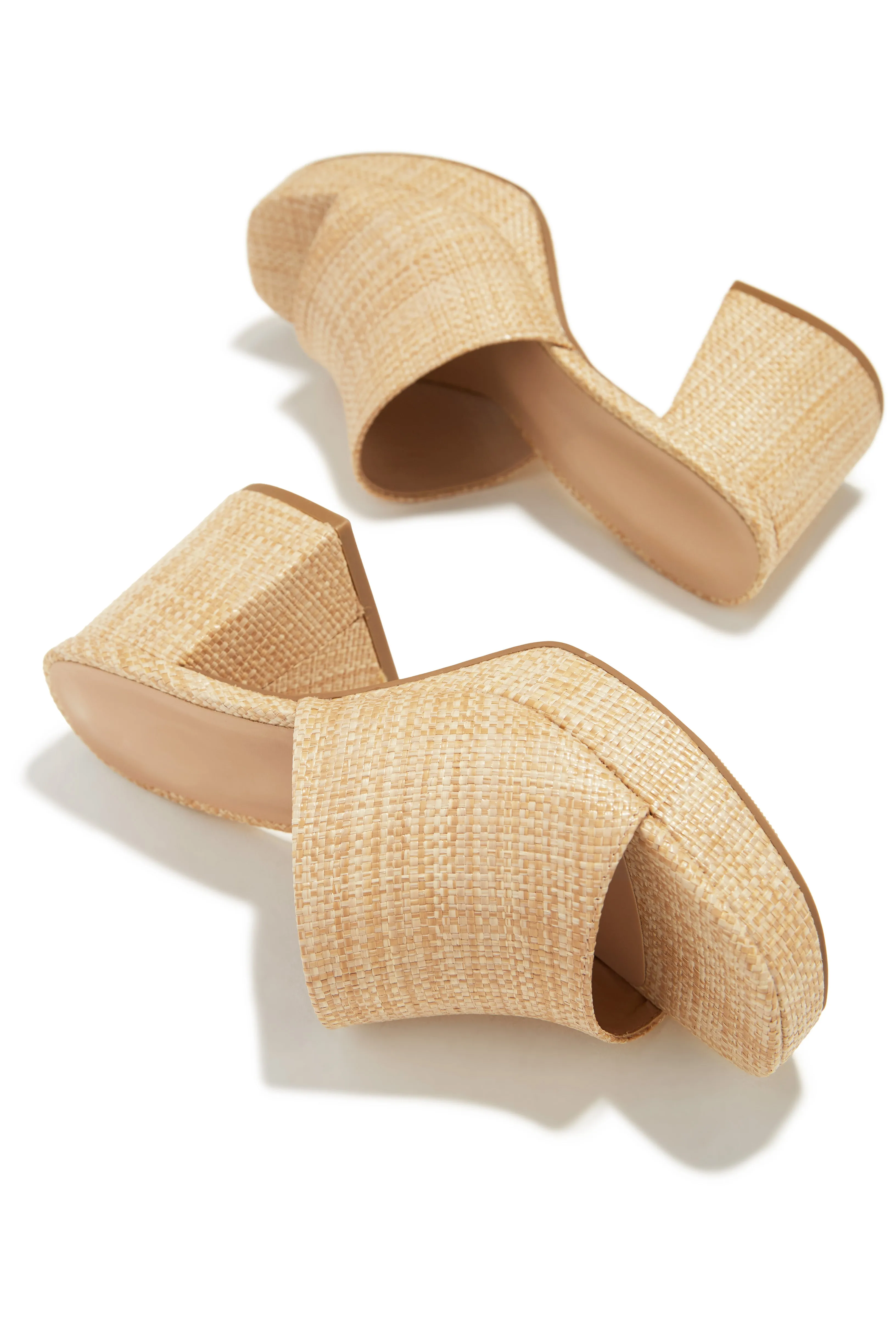 Weekend Getaway Platform Block Heel Mules - Natural