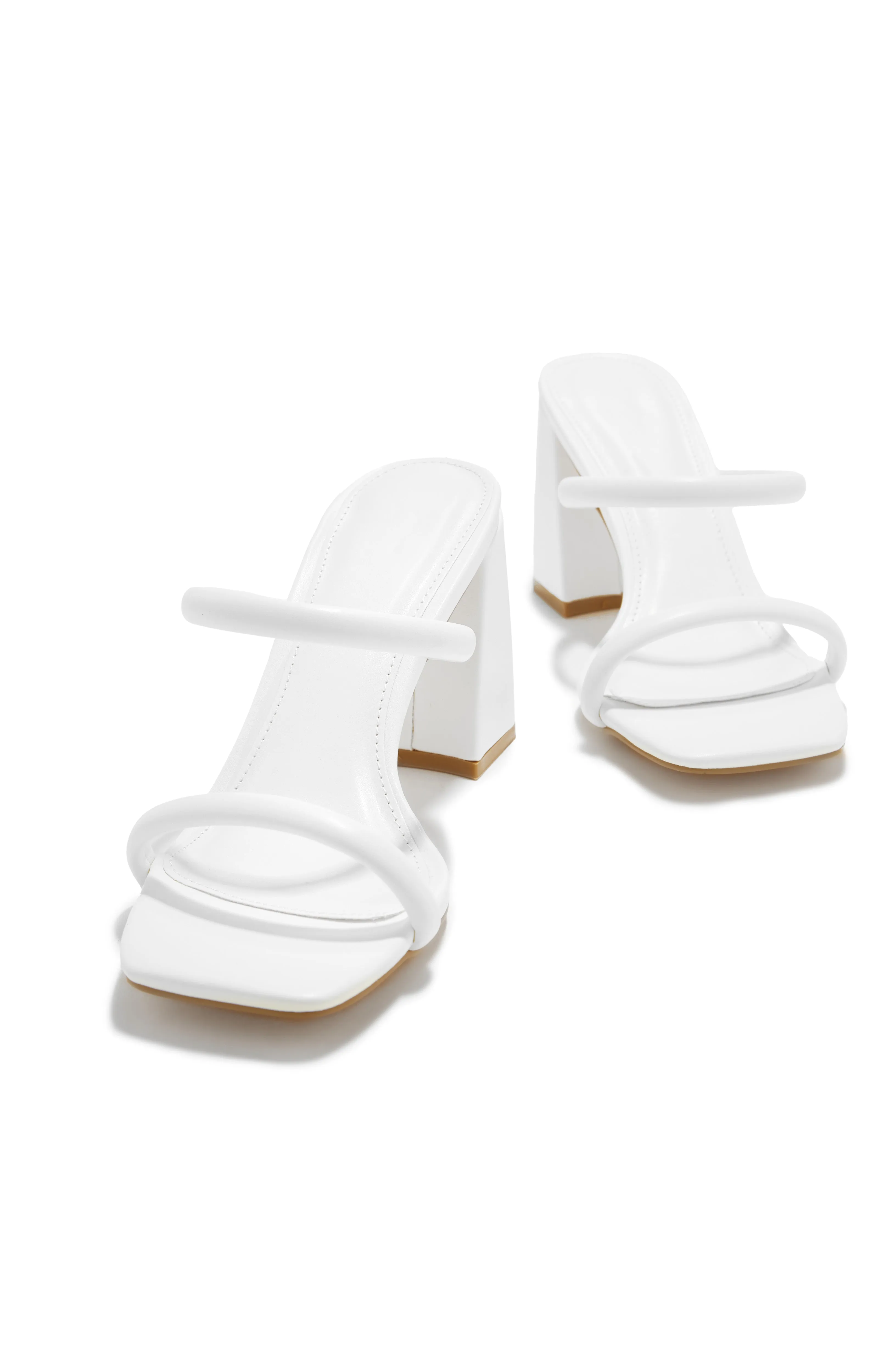 Yesenia Block Mid Heel Mules - White